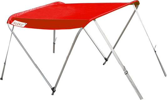 Boat Bimini | Canopy Tent Sun Shelter Bimini Top Sunshade | for 8.5 Ft Long Inflatable Boat | 4.4 X 3.4 Feet | Color Red | BSTENT250R